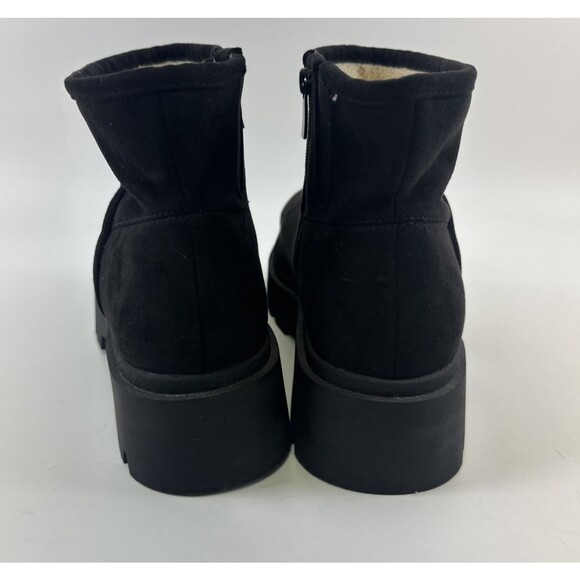 Torrid Lug Sole Bootie Pull On Short Black Faux Suede Fleece Lined 12 WW Wide - Picture 6 of 14